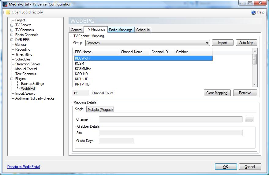 mediaportal webepg loading configuration